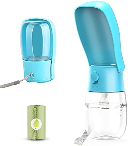 Gezimetie Dog Water Bottle - Foldable Dog Water Dispenser for Walking with Dog Waste Bag, Portable Pet Water Bottle for Travel, BPA Free Water Bottle for Cat, Rabbit,Puppy and Other Animal 300ML