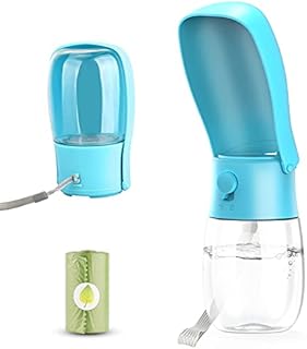 Gezimetie Dog Water Bottle - Foldable Dog Water Dispenser for Walking with Dog Waste Bag, Portable Pet Water Bottle for Travel, BPA Free Water Bottle for Cat, Rabbit,Puppy and Other Animal 300ML