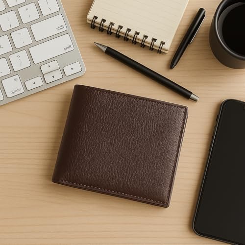 Slim Men's Leather Card Holder - Ultra-Thin & Lightweight (4.3" x 3.5" x 0.4", 0.11 lbs) - Perfect for Travel, Daily Commute, and Minimalist Style (brown)2