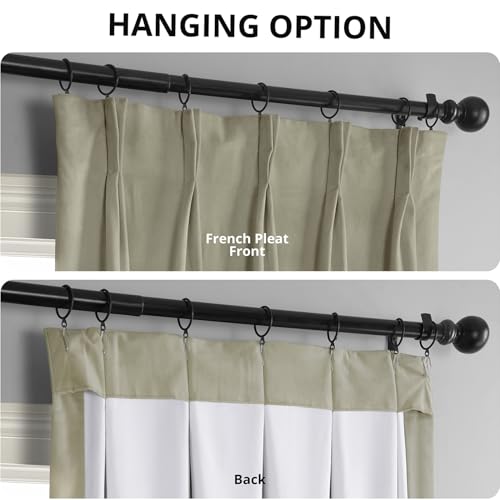 Image of HPD Half Price Drapes Velvet Blackout Curtains /Drapes - 108 Inches Long 1 Panel Blackout Curtain Signature Pleated for Living Room & Bedroom - 25W X 108L, Cool Beige