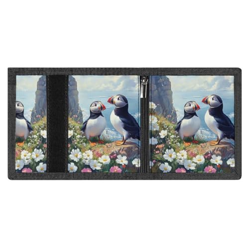 Puffines Birds Trifold Wallet Slim Credit Card Holder Minimalist Front Pocket Money Clip for Women Men4