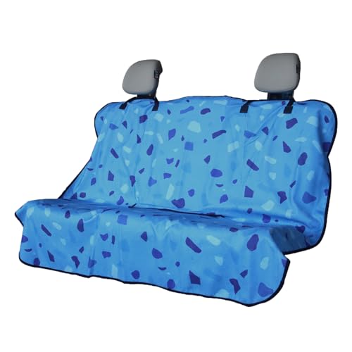 Image of Back Seat Cover for Car Trucks Van SUV Jeep,Waterproof Rear Bench Towel Seat Covers for Dogs and Kids,Automotive Backseat Protector (Blue Marbling)