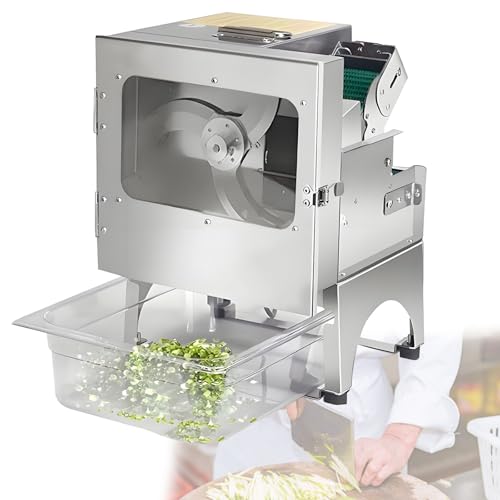 OLSKFUH 300Kg/H Electric Vegetable Cutter, 700Bpm Commercial Leek Cutting Machine, Vegetable Slicer Food Processor For Chives Scallions,