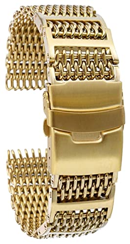 Bracelet de montre en acier inoxydable bleu 22 mm avec boucle déployante élégante