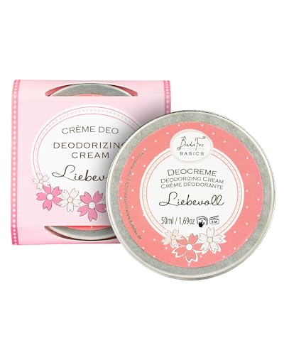 BadeFee - Deocreme vegan "Liebevoll" (Erdbeere & Rhabarber) 50 ml - Feste Deo Creme mit Sheabutter, Kokos- & Mandelöl ohne Aluminiumsalze & Tierversuche - 24h Antitranspirant für empfindliche Achseln