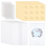 FINGERINSPIRE 100 Set Hochzeitseinladungshüllen Mit Vorgefalteten Pergamenthüllen Selbstklebenden Perlenaufklebern Und Heißprägeaufklebern Happy Wedding Für 18x12.5cm Große Einladungskarten DIY