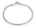 NKYKOLA 925 Sterling Silver Snake Chains Bracelet fit European Beads, 3 mm