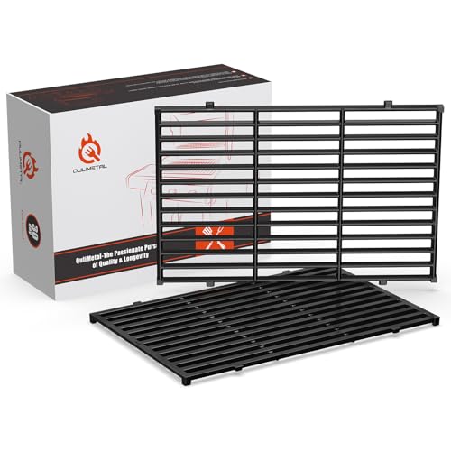 QuliMetal 17.5' Grill Grates for Weber Spirit 300 and GS4 Spirit II 300 Series, Spirit E-310, Spirit II E-310, Genesis Silver/Gold B & C, Genesis 1000-3500, Porcelain-Enameled Cast Iron Grate for 7638