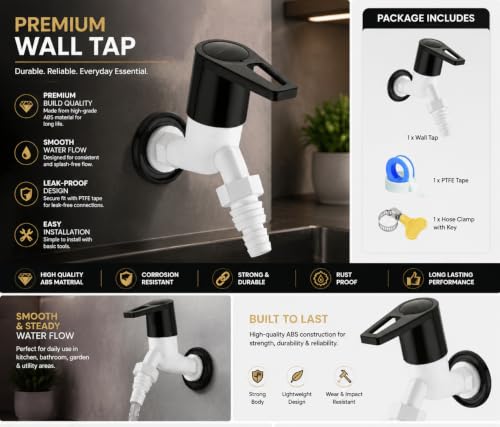 Image of MONIT Plastic Brushed Water Tap /Pillar Cocke for Wash Basin /Plastic Piller Bib Cock /S Tsink /Bathroom Bibcock (Nozzel Tap)