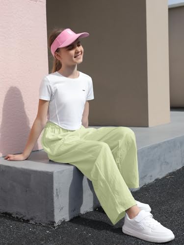 Image of SANGTREE Womens Wide Leg Pants Lightweight Casual Elastic High Waist Straight Leg Loose Trousers for Womens, Light Green, XL