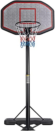 Yaheetech 7-10ft Basketball Hoop System Portable Removeable Basketball Hoop & Goals Outdoor/Indoor Adjustable Height Basketball Set for Youth/Adults w/Wheels,43 Inch Backboard