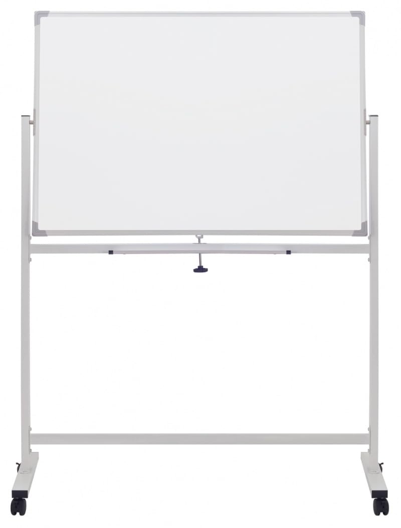 Office Products Pizarra blanca magnética, 110 x 75 cm, lacada, color blanco, con bandeja para lápices y listones de aluminio, escuela, hogar, oficina, pizarra para planificación, doble cara, 1 unidad