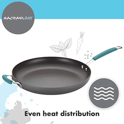 Rachael Ray 87642 Cucina Hard Anodized Nonstick Skillet with Helper Handle, 14 Inch Frying Pan, Gray/Agave Blue - Thumbnail 2