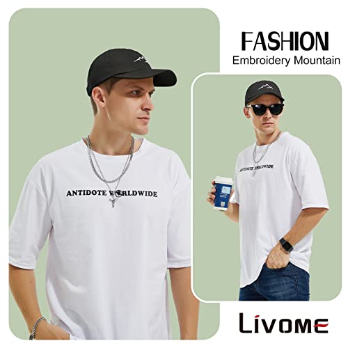 Livome Mountain Athletic Baseball Caps For Men Women,Embroidery Adjustable Embroidered Trucker Hat Cotton Girl Youth Unisex Adult Dad Hats Hip Hop Hat,Soft Casual,Black #TOP3