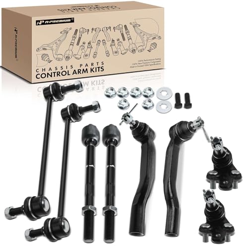 A-Premium 8Pcs Front Suspension Kit, Inner & Outer Tie Rod End Lower Ball Joint Sway Bar Link, Compatible with Toyota Sienna 2004-2010