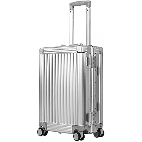 DOMINOX All Aluminum Carry On Luggage Hard Shell Luggage Aluminum Suitcase for Travel No Zipper Luggage Checked Luggage with Silent 360° Spinner Wheels 54cm/20 in Cover