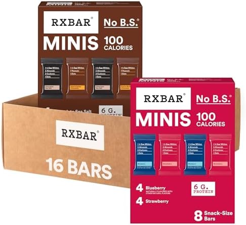 RXBAR Minis Protein Bars, 6g Protein, Gluten Free Snacks, 4-Flavor Variety Pack (2 Boxes, 16 Bars)