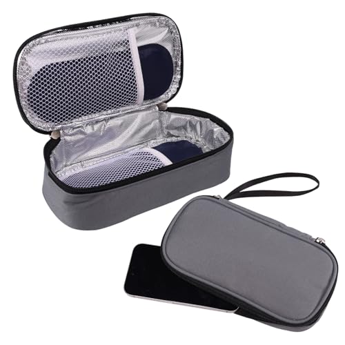 Lyreh Car Phone Cooling Bag, Cooling Bag for Cell Phone with 2 Reusable Ice Packs to Prevent Overheating Extends Battery Life Thermal Cellphone Case Fits All Cellphones (Grey)