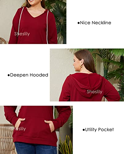 Hoodies For Women Plus Size Loose Winter Sweatshirt Fleece Pullover Tops Pink 3X #TOP4