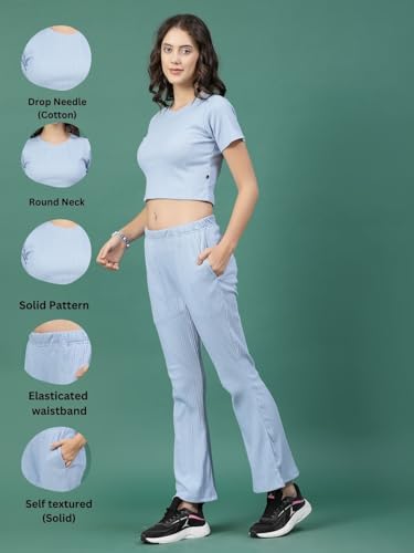 Image of Rigo Cotton Co-ord Set for Women | Round Neck, Slim Fit Tracksuit Co-ords Set for Women | Stylish Dresses for Women | Casual Wear, Beach Wear, Vacation Wear Outfit for Women