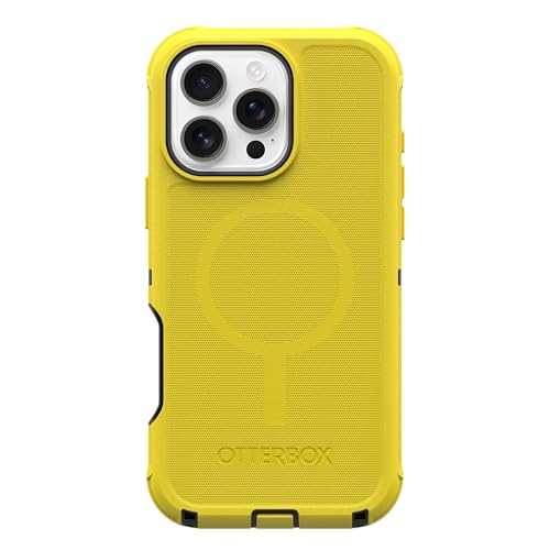 OtterBox iPhone 16 Pro Max (Only) Defender Series MagSafe Case - Night Reverse (Yellow & Black) - Case Only - Built-in Magnets, Screenless, Rugged & Durable, with Port Protection, Non-Retail Packaging