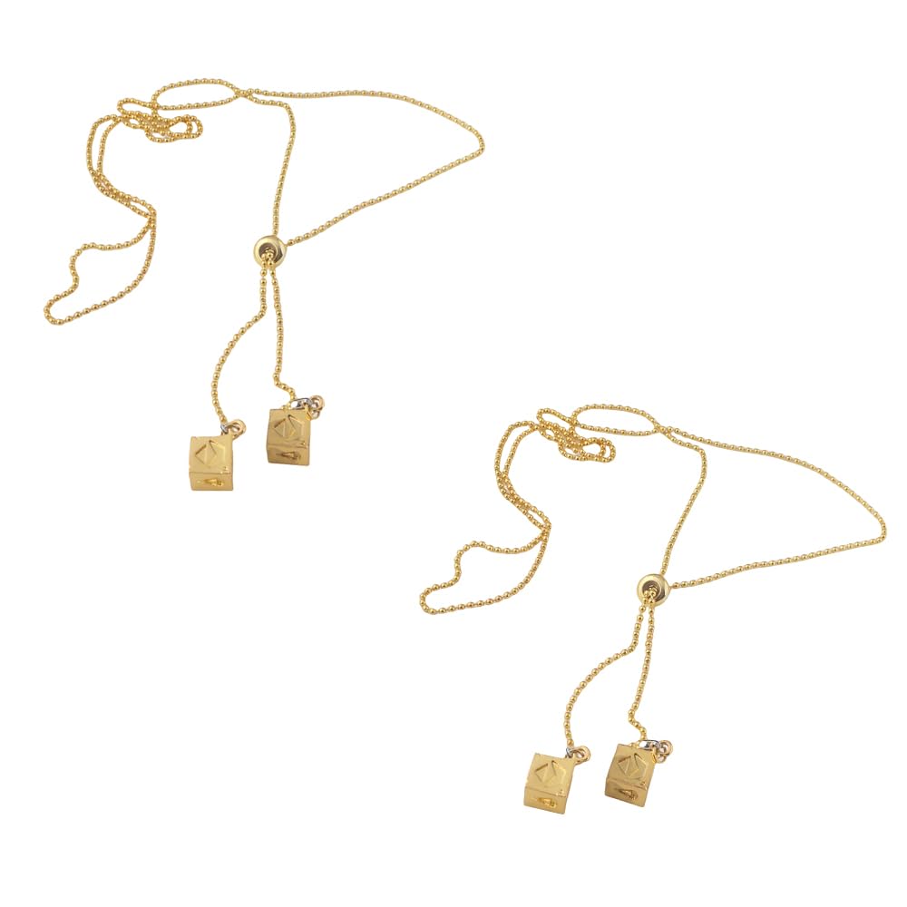 (2 PACK 4 DICE) Han Solo's Lucky Metal Dice for Galactic Schemers - 86CM Length Necklace