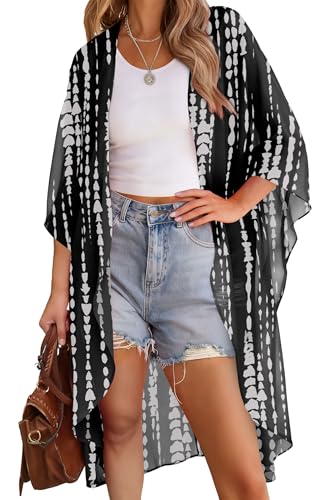 OFEEFAN Plus Size Womens Clothing Kimonos for Women Beach Cover Up Print 03 2XL