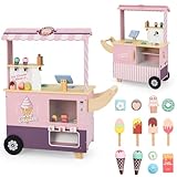 INFANS Ice Cream Cart Grocery Store Marketplace Toy, Market Stand Shop Pretend Play Set with Universal Wheel Food Scale Cash Register Beverage Rack Accessories Gift for Ages 3+