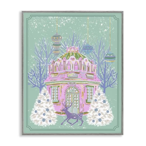 Vintage Pastel Holiday Reindeer, 24 x 30 Inch Framed Giclée Print
