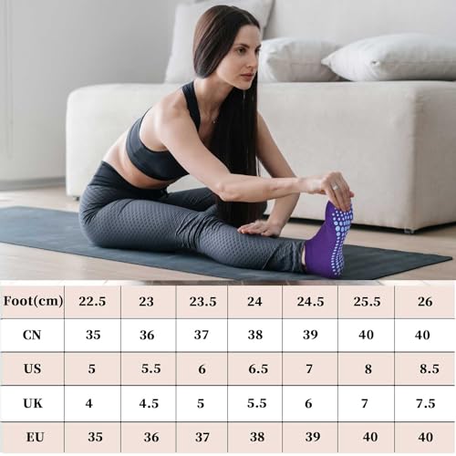 ELUTONG Meias femininas de Pilates com aderência, 1 a 3 pares de meias antiderrapantes para ioga, ba