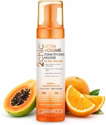 GIOVANNI 2Chic Ultra Volume Mousse for Fine & Thin Hair, 7 fl oz (Pack of 1)