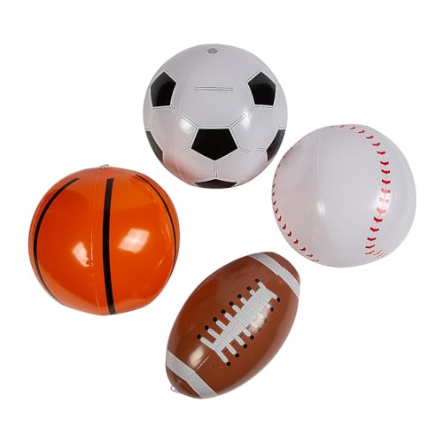 Fun Express Inflatable Sport Ball Assortment Baseballs, Footballs, basketballs and Soccer Balls - VBS Vacation Bible School Supplies/Decor (Set of 12)