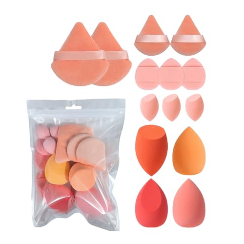 ARYIMYDP Esponjas de maquillaje (14 piezas), para líquidos, cremas y polvos, sin látex, incluye esponja de belleza, borla para base, esponja de maquillaje, borla de maquillaje y polvera para base de