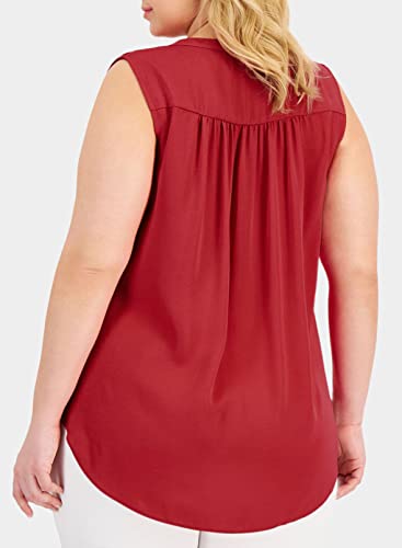 Image of Eytino Womens Plus Size Tank Tops Summer Sleeveless V Neck Casual Loose Chiffon Blouse Office Work Shirts(1X-5X)