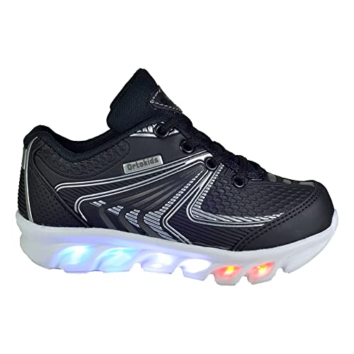 Tênis De Led Luzinha Infantil Menino Ortokids 007 Gênero:Menino;Tamanho:34;Cor:Preto/Cinza