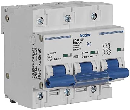 ASI NDB1-125C100-3 Miniature Circuit Breaker,DIN Rail Mount High Current Circuit Breaker,100 Amp, 3 Pole, 480 Vac, 60 Vdc, C Trip Curve