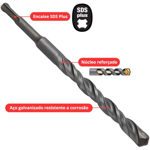Broca Vídea Fura Parede Concreto 10mm x 160mm Encaixe SDS Plus | Fertak | Kit 03 Un