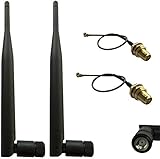 Enthält: 2 x 6dBi omnidirektionale Antenne und 2 x 12 cm U.FL Mini PCI auf RP-SMA Pigtail-Antennen-WLAN-Kabel