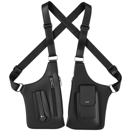 Men's PU Leather Double Shoulder Armpit Bag with Multiple Storage Pockets and Adjustable Straps; Can Be Worn as a Chest Bag or Shoulder Bag for Men; Ideal Man Purse for Travel and Daily Commuting