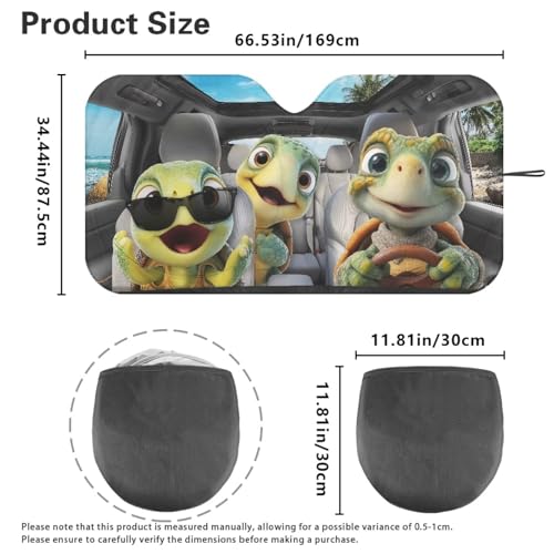 Image of Funny Turtles Car Windshield Sun Shade Foldable Sunshade Universal Vehicle Accessories Auto Sun Heat and UV Rays Blocker Keep Your Vehicle Cool Fit Car Front Window for Trucks SUV