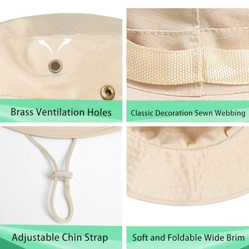 Image of Sun Hats for Men Women Boonie Hat UPF 50+ Bucket Hat Wide Brim UV Protection Fishing Hiking Safari Outdoor Hats