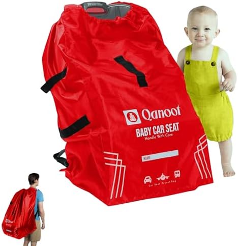Car Seat Travel Bag for Airplane – Durable Back Pack Style Car Seat Bag, Car Seat Bags for Air Travel, Fits Convertible, Booster Car Seat, and Infant Carrier (Red)