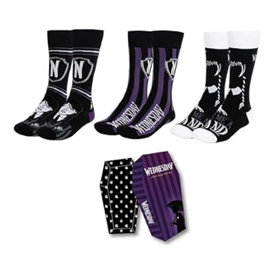 Pack de 3 Calcetines diseño Wednesday Talla 36-43 Cómodos y Suaves - Pack Calcetines 3 Piezas Wednesday con Estilo Único y Licencia Oficial | Ya disponible en tu tienda friki favorita! En mundofriki.es!