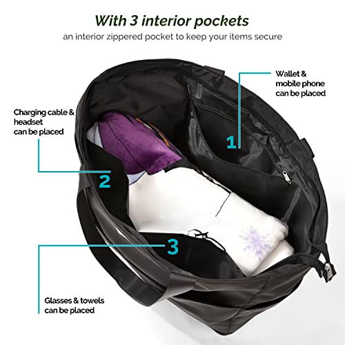 Homespon Large Waterproof Beach Bag For Women Sandproof Tote Bag Pool Bag With Zipper And Pockets For Travel Vacation Gym (Black) #TOP5