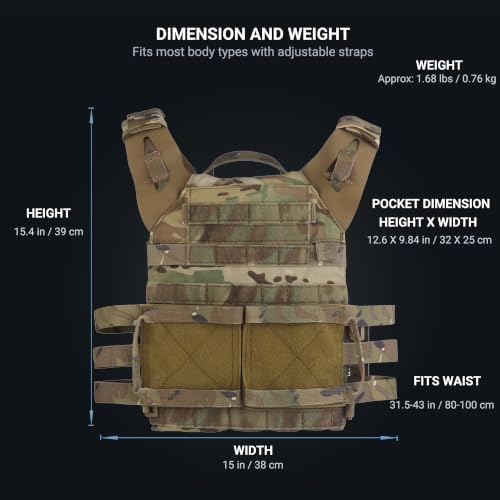 Image of UniPro VE-99 Tactical Vest, Lightweight Modular Plate Carrier with Quick-Release System, 500D Nylon, MOLLE Compatible