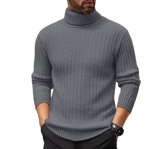Men's Slim Fit Turtleneck Sweater Casual Pullover Sweaters Winter Ribbed Knit Sweater