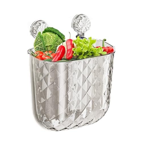 Cubo de residuos de cocina para colgar - contenedor de almacenamiento montado en la pared, cesta de basura en el diseño de copa de succión sin taladrar | Reciclaje de residuos de residuos de
