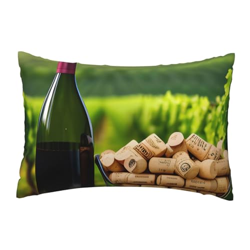 DUWAA Wine Bottle Corks Grapes Print Soft Fuzzy Plush Bed Pillow Cover Decorative Pillowcase for Couch Sofa Bedroom Livingroom