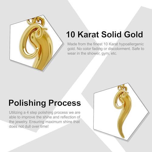 Gold Italian Horn with Small Initial Letter Pendant Necklace- 10 Karat Gold - Cornicello Charm - Lowercase A to Z Letter Pendant Necklace for Women - Gold Chain2