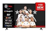 TCL 55V6B 55 Zoll, 4K Ultra HD, HDR TV, Smart TV unterstützt von Google TV (Dolby Audio, Motion Clarity, Sprachsteuerung, Kompatibel mit Google Assistant, Chromecast eingebaut